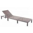Chaise longue HWC-A51, en polyrotin, transat de jardin - Basic gris, matelas gris foncé