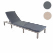 Chaise longue HWC-A51, en polyrotin, transat de jardin - Basic gris, matelas gris foncé