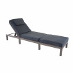 Chaise longue HWC-A51, en polyrotin, transat de jardin - Premium gris, coussin gris foncé