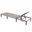 Chaise longue HWC-A51, en polyrotin, transat de jardin - Premium gris, coussin gris foncé