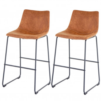 2x tabouret de bar HWC-D70, chaise bar/comptoir, tissu - style vintage, imitation de daim