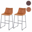 2x tabouret de bar HWC-D70, chaise bar/comptoir, tissu - style vintage, imitation de daim