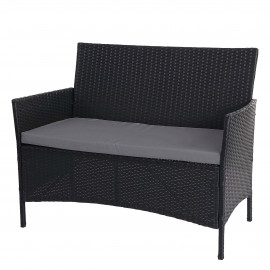 Banc de jardin Halden en polyrotin - anthracite, coussin anthracite