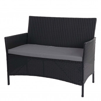 Banc de jardin Halden en polyrotin - anthracite, coussin anthracite
