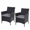 2x fauteuil de jardin Halden en polyrotin - anthracite, coussin couleur crème