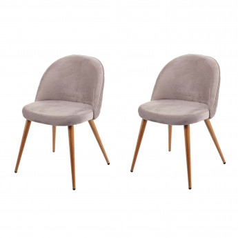2x chaise de salle à manger HWC-D53, fauteuil, style rétro années 50, en velours - gris-brun