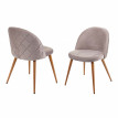 2x chaise de salle à manger HWC-D53, fauteuil, style rétro années 50, en velours - gris-brun