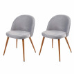 2x chaise de salle à manger HWC-D53, fauteuil, style rétro années 50, en velours - gris clair
