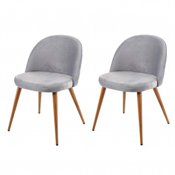 2x chaise de salle à manger HWC-D53, fauteuil, style rétro années 50, en velours - gris clair