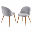 2x chaise de salle à manger HWC-D53, fauteuil, style rétro années 50, en velours - gris clair