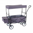 Chariot pliable HWC-E38, charette à bras, charette de jardin - avec toit et poche arrière, gris