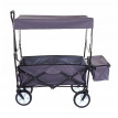 Chariot pliable HWC-E38, charette à bras, charette de jardin - avec toit et poche arrière, gris