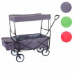 Chariot pliable HWC-E38, charette à bras, charette de jardin - avec toit et poche arrière, gris