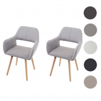2x chaise de salle à manger HWC-D87, fauteuil, style rétro années 50 - simillicuir, beige, pieds clairs