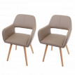 2x chaise de salle à manger HWC-D87, fauteuil, style rétro années 50 - simillicuir, beige, pieds clairs