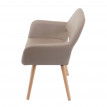 2x chaise de salle à manger HWC-D87, fauteuil, style rétro années 50 - simillicuir, beige, pieds clairs