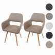2x chaise de salle à manger HWC-D87, fauteuil, style rétro années 50 - simillicuir, beige, pieds clairs