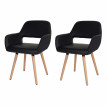 2x chaise de salle à manger HWC-D87, fauteuil, style rétro années 50 - simillicuir, noir, pieds clairs
