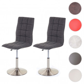 2x chaise de salle à manger HWC-C41, oscillant, pied en métal brossé, tissu - vintage marron foncé