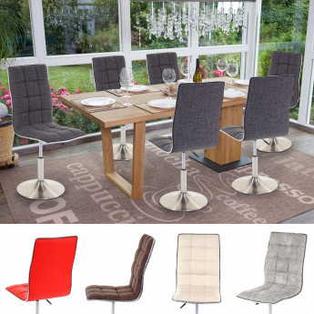 6x chaise de salle à manger HWC-C41, oscillant, pied en métal brossé, tissu - vintage marron foncé