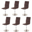 6x chaise de salle à manger HWC-C41, oscillant, pied en métal brossé, tissu - vintage marron foncé