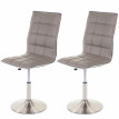 2x chaise de salle à manger HWC-C41, réglable en hauteur, pied en métal brossé, similicuir - couleur taupe