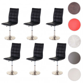 6x chaise de salle à manger HWC-C41, oscillant, pied en métal brossé, similicuir - en couleur taupe