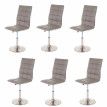 6x chaise de salle à manger HWC-C41, oscillant, pied en métal brossé, similicuir - en couleur taupe