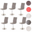6x chaise de salle à manger HWC-C41, oscillant, pied en métal brossé, similicuir - en couleur taupe