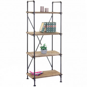 Étagère indépendante HWC-D96 bibliothèque, design industriel, 4 fonds de rayonnage, métal 156x60x40cm