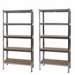 2x étagère pour charges lourdes HWC-E33, étagère d'atelier, emboîtable, établi, métal 180x90x40cm - zingué