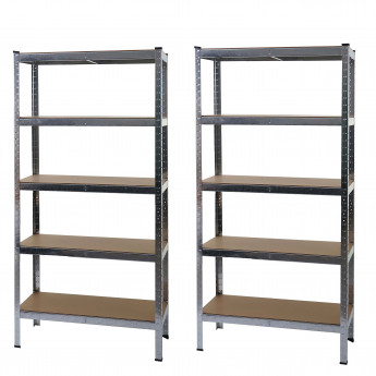 2x étagère pour charges lourdes HWC-E33, étagère d'atelier, emboîtable, établi, métal 180x90x40cm - zingué
