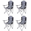 4x Chaise de camping HWC-D66, chaise pour pêcheur, pliable, rembourré - gris