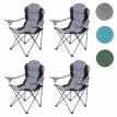 4x Chaise de camping HWC-D66, chaise pour pêcheur, pliable, rembourré - gris