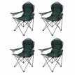 4x Chaise de camping HWC-D66, chaise pour pêcheur, pliable, rembourré - vert
