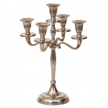 Bougeoir HWC-D81, chandelier, torchère, candélabre à 5 branches en aluminium 31cm massif 0,6kg - couleur: or
