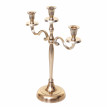 Bougeoir HWC-D81, chandelier, torchère, candélabre à 3 branches en aluminium 40cm massif 0,7kg - couleur: or