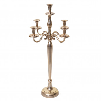 Bougeoir HWC-D81, chandelier, torchère, candélabre à 5 branches en aluminium 60cm massif 1,6kg - couleur: or