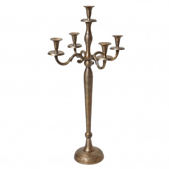 Bougeoir HWC-D81, chandelier, candélabre 5 branches aluminium 80cm massif 2,2kg - couleur: or antique