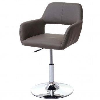 Chaise de salle à manger HWC-A50 III, style rétro années 50, similicuir - couleur taupe, pied en métal chromé