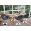 Chaise de salle à manger HWC-A50 III tissu gris foncé pied en métal aspect chromé