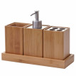Set de salle de bains, 4 pièces HWC-B85, accessoires de bain, distributeur de savon, bambou