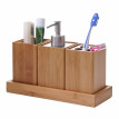 Set de salle de bains, 4 pièces HWC-B85, accessoires de bain, distributeur de savon, bambou