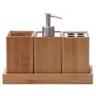 Set de salle de bains, 4 pièces HWC-B85, accessoires de bain, distributeur de savon, bambou