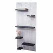 Étagère murale HWC-C65, panneau mural avec 6 niveaux, 110x50x14cm, bois massif - blanc, gris foncé, shabby