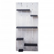 Étagère murale HWC-C65, panneau mural avec 6 niveaux, 110x50x14cm, bois massif - blanc, gris foncé, shabby