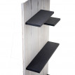 Étagère murale HWC-C65, panneau mural avec 6 niveaux, 110x50x14cm, bois massif - blanc, gris foncé, shabby