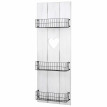 Étagère murale HWC-D42, panneau mural, étagère avec petits paniers, blanc, shabby, bois massif - 120x40x10cm