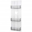 Étagère murale HWC-D42, panneau mural, étagère avec petits paniers, blanc, shabby, bois massif - 120x40x10cm