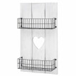 Étagère murale HWC-D42, panneau mural, étagère avec petits paniers, blanc, shabby, bois massif - 70x40x10cm